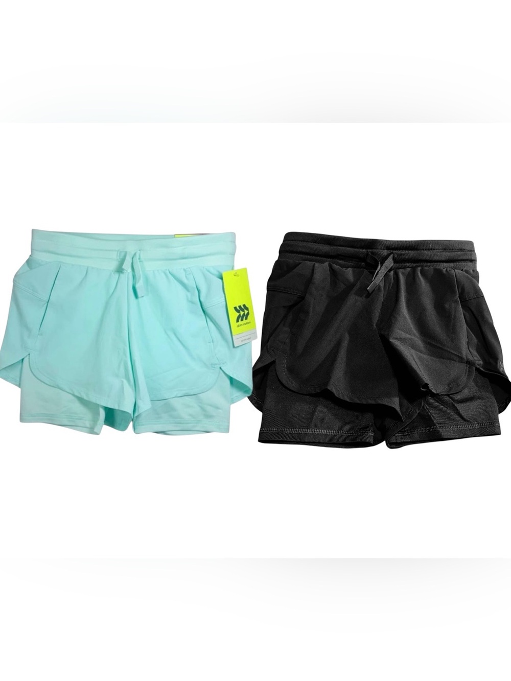 All In Motion Active Light 2-in-1 Mid-Rise Teal & Black Short Set NWT